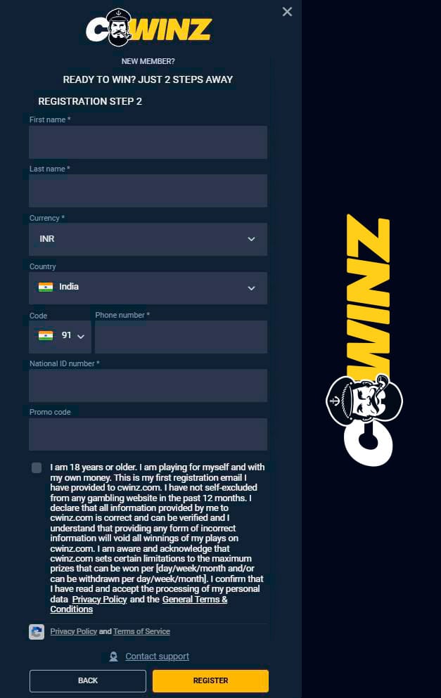 register cwinz casino